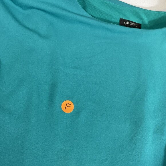 J Jill Wearever Blouse Womens Size PL Blue Green Polyester Lined Wide Sleeve - Picture 9 of 11